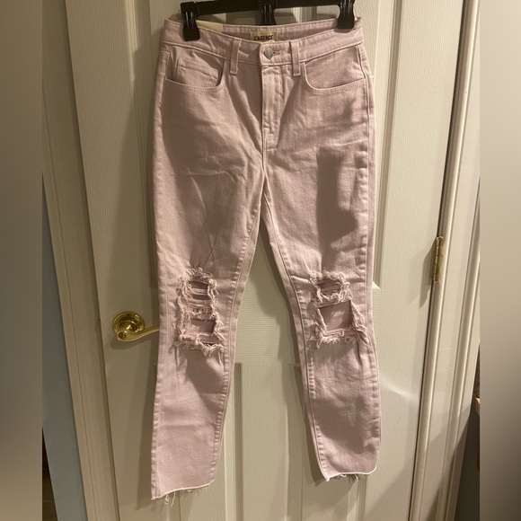 L'AGENCE Light Pink Distressed Ankle Jeans - Picture 1 of 4